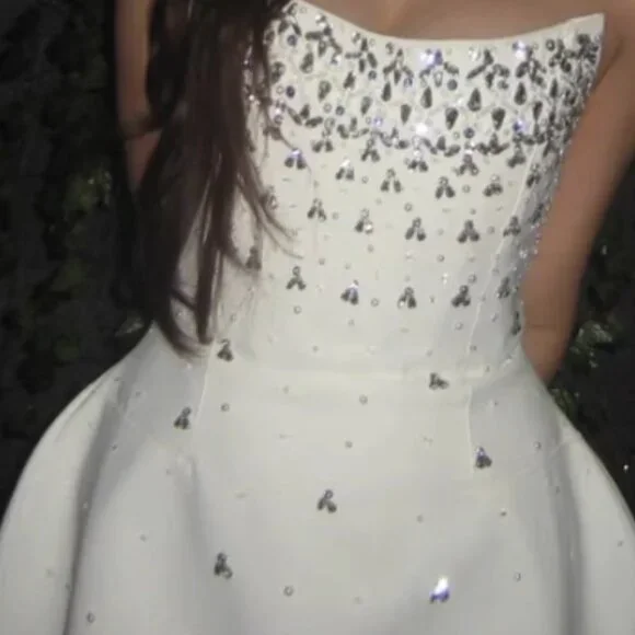 NWT Embellished Crystal Pearl Bridal Mini Dress - Picture 2 of 6